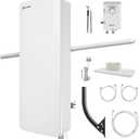 ANTOP - Hd Smart Booster Panel Indoor/Outdoor Tv Antenna with J Pole (AT-800SBSJ)