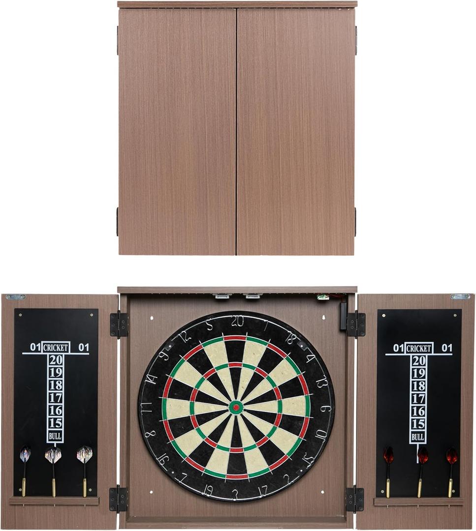 Play Platoon Outdoor Dart Board Cabinet - Dartboard Waterproof Enclosure with Darts Scoreboard, Dart Holder & Dartboards Lighting System for Outside Bar Games & Game Room