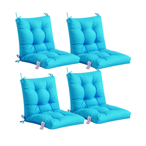 ADLIVWYD Seat & Back Combined Outdoor Chair Cushion, Set of 4, Comfort Tufted Replacement Dining Chair Cushion with Ties for Patio Furniture, 40x20x4 inches (Blue)
