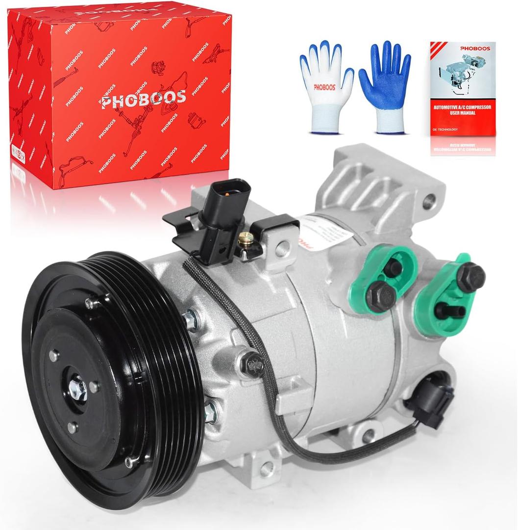 PHOBOOS A/C Compressor with Clutch Compatible with Kia Soul 2014-2019, Forte5/Forte Koup 2014-2016 & Hyundai Elantra 2017, ONLY FITS 1.6L engine. Fast Cooling, Easy Installation, Ref.CO-29273C, 168306