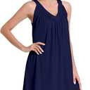 NACHILA Women's Nightgowns-Viscose Made from Bamboo, Sleeveless Sleep Shirts Pleated Night Dress Cool Sleepwear (XL)