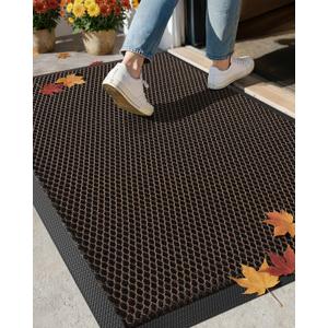Color&Geometry High Stretch Elastic Silk Doormat, Front Door Mat Outside Entrance, Outdoor Door Mat for Patio,Quick-Dry & Heavy-Duty, Non-Slip Rubber Doormat, 24"x36" Dark Brown
