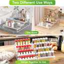 4 Tier Adjustable Spice Rack Organizer for Cabinet - White (2 PCS S&L) Expandable Spice Shelf with Protection Railing for Inside Cabinets, Countertop, Pantry Storage & Seasoning Organization