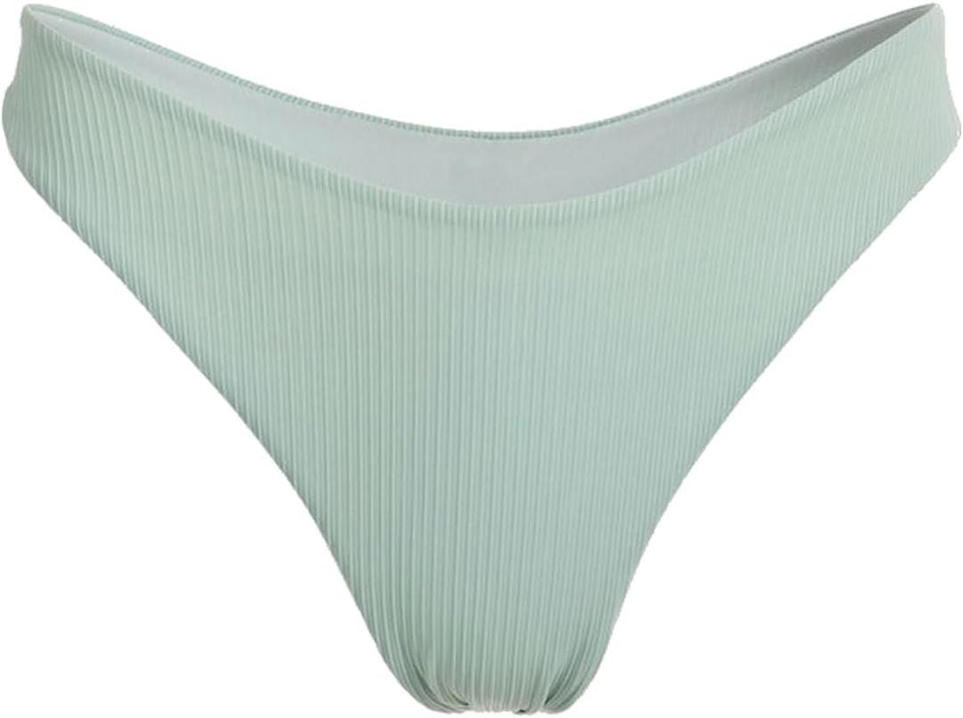 Women's Ribbed Tie Reversible Bikini Bottom Adjustable Hipster Full & High Cut Swimsuit, XS, Cyan-m