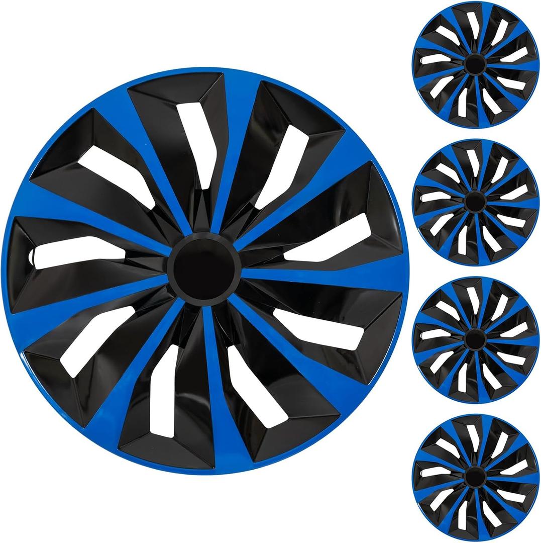 16" Blue Wheel Rim Cover Hubcaps Replacement R16 Hub Caps Snap On Universal Wheel Rim Cover ABS Exterior Accessories for Car Trunk SUV Set of 4