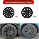 KAVANIC 4PCS Wheel Covers Fits for Tesla Model Y 19 Inch Matte Black Support Long Range Logo Symmetry Design Uberturbine Style fits for Model Y Gemini 2020-2024 Hubcaps Replacement (RWD/AWD)