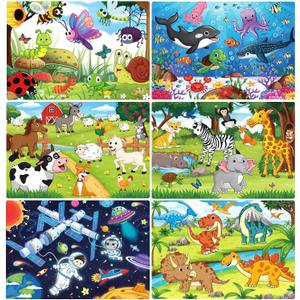 Puzzles for Kids Ages 4-6 4-8, Wooden Jigsaw Puzzles 48-60 Pieces for Toddler Children Learning Educational Puzzles 4 5 6 7 8 Year Toys for Boys and Girls (6 Puzzles)