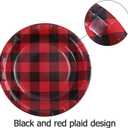 Aneco 60 Pieces Red and Black Plaid Paper Plates Disposable Plates Round Plates Party Supplies for Party, 7 Inches