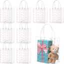 Sweetude 24 Pcs Coquette Pink Bow Party Gift Bags PVC Pink Clear Cheer Goodie Treat Bags with Handle Coquette Birthday Bow Party Favor Small Candy Bag Bulk Reusable Wrap for Bridesmaid Proposal