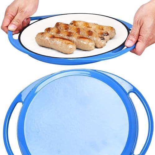 Bruntmor | Circular Cast Iron Grill Pan - Versatile for Stovetop, Oven, and Table - Durable and Stylish Design - Cast Iron Cookware - Up to 500°F - 13.4 inch - Blue