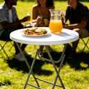 Lakhow 2 Pack Cocktail Table 28in Folding Round High Top Indoor Outdoor with Removable Legs, Tall Bistro Foldable Bar Height Table for Parties, Patio, Backyard, Dining Room, Events, White, 28''×43''/2PC