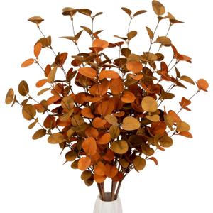 6 Pcs Fall Eucalyptus Leaves Artificial Eucalyptus Stems Fall Leaf Spray Autumn Leaves Fall Decorations for Home Floral Arrangement