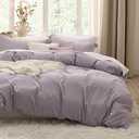 Bedsure Dusty Purple Duvet Cover Full Size - 3 Pieces Prewashed Extra Soft Cotton-Like Polyester Bedding Set, Includes 1 Duvet Cover 80x90 Inches with Zipper Closure & 2 Pillow Shams, No Comforter