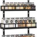 X-cosrack 6-Tier Wall-Mounted Spice Rack Organizer with Mixed Basket Sizes, Height-Adjustable Hanging Spice Shelf for Kitchen Pantry Cabinet, Large-Capacity Seasoning Holder, Black