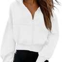 PRETTYGARDEN Women's Zip Up Y2K Hoodies 2026 Fall Fashion Long Sleeve Hooded Fleece Sweatshirts Casual Jacket Winter Clothes (White, M)