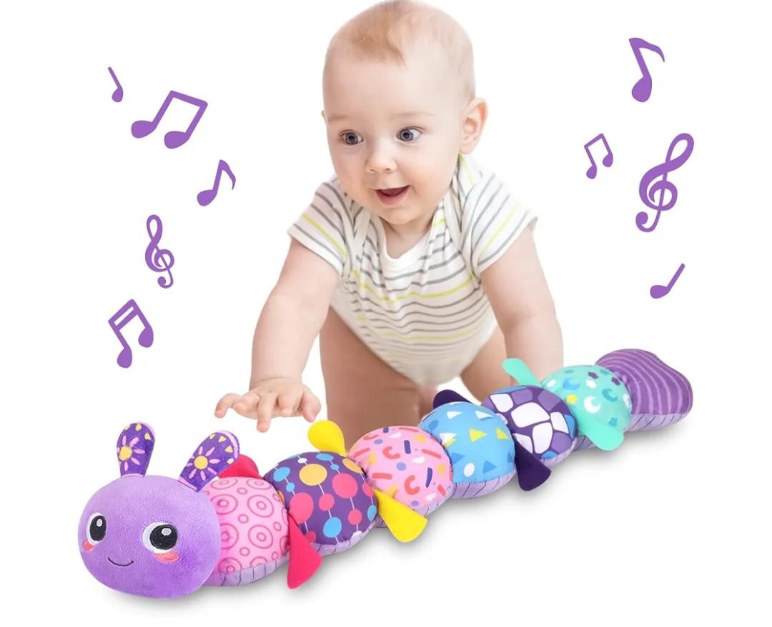 KMUYSL Baby Toys 0-6 6-12 Months, Sensory Music Animal Stuffed Toy for 0 1 2 3 4 5 6+ Months, Plush Toy with Crinkle and Rattles for Infant Newborn, Tummy Time Toys Gifts for 0-3-6-12 Month