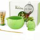 Matcha Whisk Set,5 Pcs Matcha Set,Matcha Kit for Ceremony,Tradition Tea Set for Making Breakfast/Latte,Matcha Whisk Set with Bowl(Chawan)/Whisk and Stainless Sifter,Gift for Family/Friend