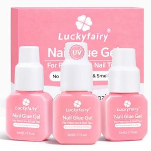 Gel Nail Glue for Press on Nails: No U V Lamp Need, Upgraded Air Fast-curing Super Strong Glue Gel Travel-Size 5ml for Nail Tips Fake Nails & Acrylic Long Lasting 1PCS