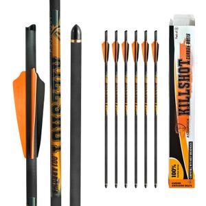 Crossbow Bolts 20 Inch 400 Grain Carbon Crossbow Arrows .003/.001 Straightness with 3 Inch Vanes, Moon Nock (Pack of 6)