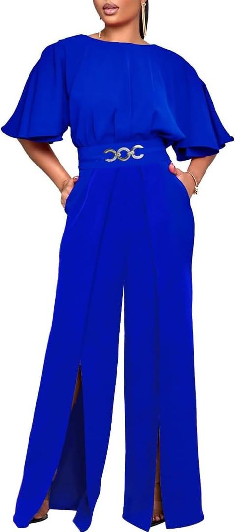 knowfashionstyle Elegant Jumpsuit For Women Dressy Casual Plus Size Wide Leg Pants Formal Jumpsuit Party One Piece Outfits (Large, Blue) knowfashionstyle Elegant Jumpsuit For Women Dressy Casual Plus Size Wide Leg Pants Formal Jumpsuit Party One Piece Outfits (Large, Blue)