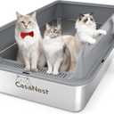 XXXL Stainless Steel Litter Box, 28.1'' Metal Cat Litter Box for Big Cats & Multi-Cat Homes, Low Entry, High Sides, Easy Clean