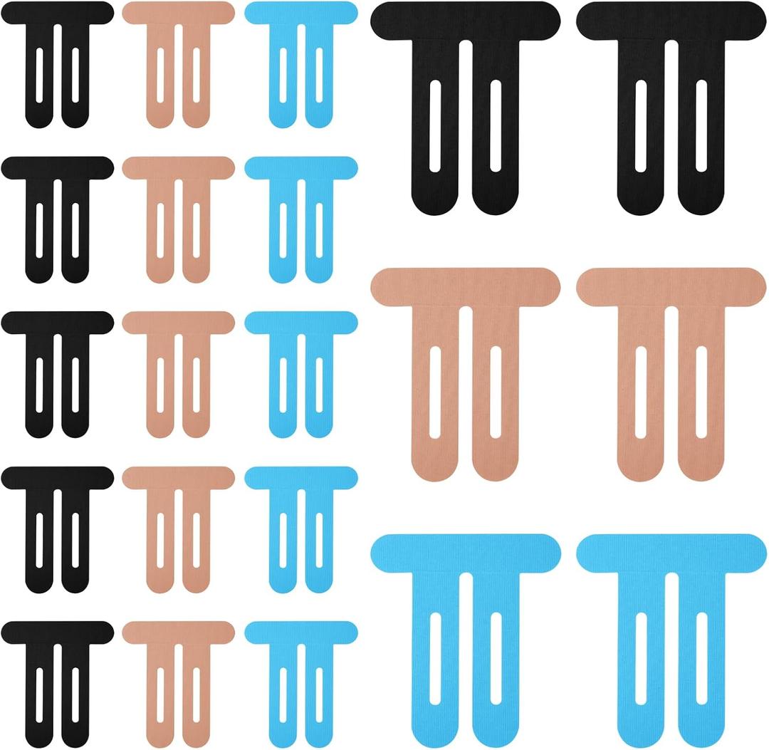21pcs Precut Kinesiology Tape for Knees, Breathable Cotton Kinetic Knee Support Tape Waterproof Athletic Muscle Elastic Strips Stickers Stability and Muscle Support Patches