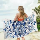 Microfiber Beach Towels - Soft & Lightweight - Absorbent, Quick Dry, Sand Free - Perfect for Beach, Pool, Travel, Camping, Picnic, Yoga - Matching Travel Bag - XL - Tropical Breeze (Extra Large (71''L x 35''W))