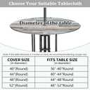 Round Outdoor Tablecloth with Umbrella Hole and Zipper Wood Texture Elastic Table Cover Waterproof Outdoor Table Cloth for Patio Picnic Camping Fits 44-48" Diameter Round Tables