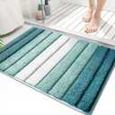 SiliPacks Bathroom Rugs 20"x32" Non-Slip Microfiber Carpet, Machine Washable Quick Dry Bath Mats for Bathroom, Bedroom and Kithchen -Turquoise (1'8" x 2'8" (Oblong))