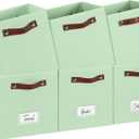 FinishingBo 6-Pack Storage Cubes with Handles & Label Holders Basket, Closet Cube Home Organizer Bins(Green, 10.5*10.5*11 inch)