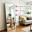 56x21 Black Rectangle Full Length Mirror, Tempered Glass with Aluminum Frame Full Body Mirror