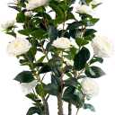 3.4ft Artificial Camellia Tree | White Flowers & Green Leaves | Indoor Outdoor Decor, No Maintenance (1 Pack - White)