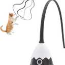 Cat Toys for Indoor Cats, Electronic Interactive Cat Toys, Automatic Silicone Tail Teaser Toy 2 in 1 Cat Wand Toy, Rechargeable Exercise Toy for Kitten-Black