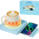 Coffee Mug Warmer, Smart Mug Warmer, 15W Wireless Phone Charging, 3 Heat Settings Temperature Controlled, 8H Auto Off, Candle Warmer, Safe for Heating Coffee, Beverage, Milk, Tea