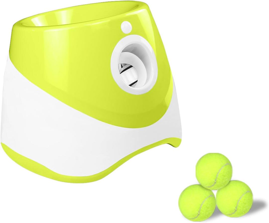 Automatic Dog Ball Thrower with 3 Interactive Tennis Balls, Electric Pet Dog Ball Launcher Interactive Dog Toy,Adjustable Distance Settings for Indoor and Outdoor Play