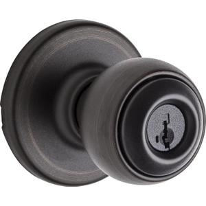 Kwikset Polo Entry Door Knob with Lock and Key, Secure Keyed Handle Exterior Doorknob, Front Entrance and Bedroom, Venetian Bronze, Pick Resistant SmartKey Rekey Security (1 Pack)
