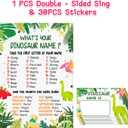 What is Your Dinosaur Name Game, Game Sign and 30 Cards, Dinosaur Birthday Party Sign for Boys and Girls, Holiday Activity, Kids Dinosaur Activity Cards, Dinosaur Activity Decoration Supplies