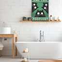 UPWOIGH Funny Are You Pooping Black Cat Bathroom Wall Art, 3 Cats Humor Quote Poster, Green Background Bathroom Decor, Wood Framed Canvas 12x16 Inch