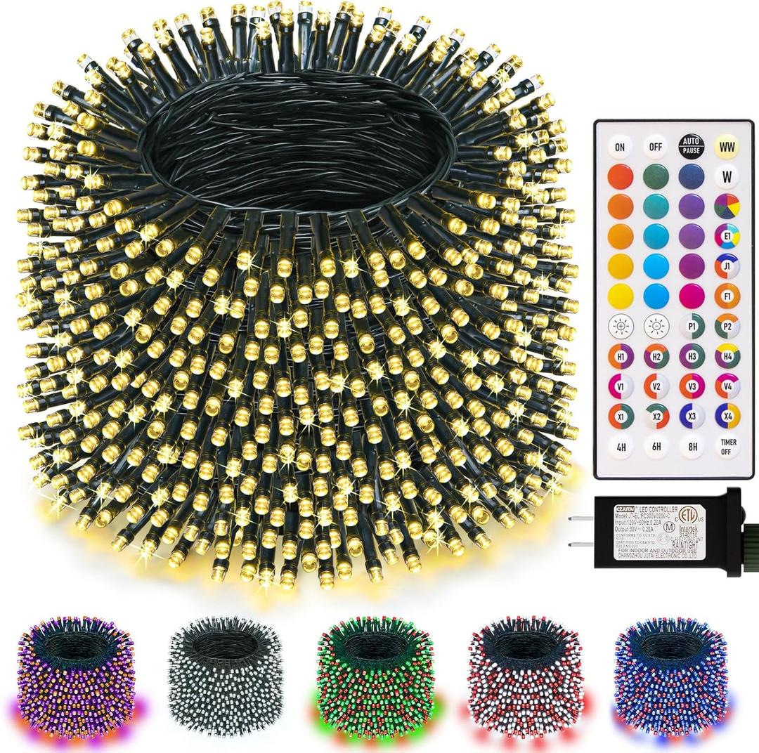 LitHome 99FT 300 LED Color Changing Christmas String Lights Outdoor, 35 Colors 9 Modes RGB Christmas Lights with Remote, Dimmable Led String Light, Xmas Tree Light for Indoor Holiday Party Decor