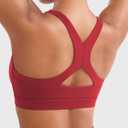 YEOREO Sports Bras for Women Medium Support Racerback Padded Running Bra Tracii Square Neck Wireless Workout Gym Crop Top (Red, M)