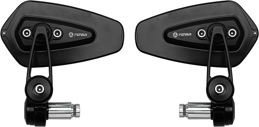 FENRIR CNC Aluminum Alloy Cafe Racer Black Motorcycle Bar End Mirrors Side Folding 22MM 7/ 8" inch Handlebar Mirror Universal Rear View For M6/ M8 Standard Super Sport Naked Street Bike Scooter Minimoto