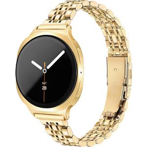 Calina Slim Metal Band for Samsung Galaxy Watch 8 Band 40mm 44mm/Galaxy Watch 8 Classic Band 46mm Women, Stainless Steel Thin Dressy Replacement Bracelet Strap for Samsung Watch 8 Bands, Gold
