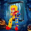 MGparty Halloween Screaming Animated Decorations Halloween Decor Prop with Motion Sensor Scary Skull Cage Prisoner Spooky Hanging Ghost Light Up Eyes (Yellow)