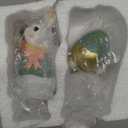 Hodao 5.5 Inch Polyresin Bunny Decorations Spring Easter Decors Figurines Tabletopper Decorations for Party Home Holiday Cute Rabbit Easter Gifts (Orange Blue)
