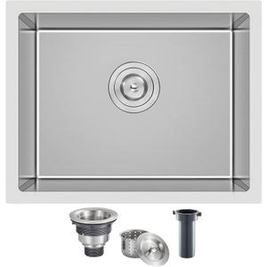 TSIBOMU 22" x 18" Undermount Kitchen Sink 18 Gauge 304 Stainless Steel | 22 inch Single Bowl Bar Sink, Brushed Finish, 22"x18"x9" Medium Basin for Kitchen, Bar and Prep Area, Brushed, D22"xW18"xH9"