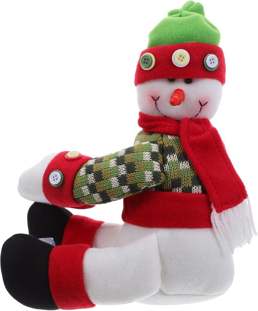 LUOZZY Plush Snowman Christmas Tree Topper Decorations with Funny Gnome Hugger for Xmas Party Holiday Curtain Tie Ornament