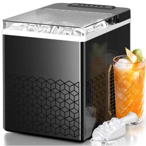Kismile Countertop Ice Maker, Small Ice Maker, Deep Black