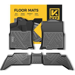 KYX Floor Mats for 2018-2023 Tacoma Double Cab, All Weather Car Floor Mats Front & 2nd Row with High Walls, Custom Automotive Floor Mats Liners TPE Black