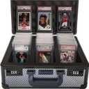 SLAB ARMOR 120+ 3 Row Psa Graded Card Storage Box Graded Card Case Psa Slab Case for Graded Cards Psa Card Case Baseball Card Cases for Sports Cards Storage (CARBON FIBER)