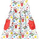 Vieille Little Girls Sleeveless Dress Cute Summer Sundress with Pocket 2-7 Years (3-4T, Back to School)